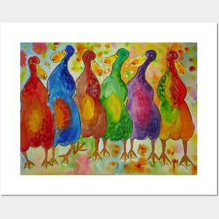 Quirky Colourful Ducks Posters and Art